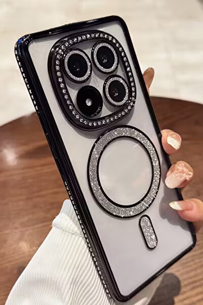 Nezih Case Redmi Note 14 Pro 4G-5G Uyumlu Taşlı Magsafe Şarj Özellikli Kamera...