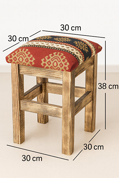 DivanAhşap LÜX 1. SINIF İTAL AHŞAP ÇAM TABURE KİLİM DESENLİ