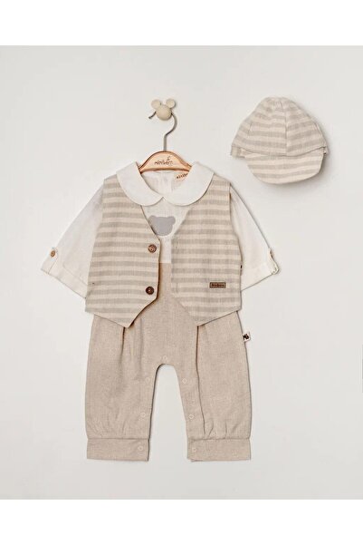 MİNİBORN Cotton Striped Vest Set Piece Baby Boy Set