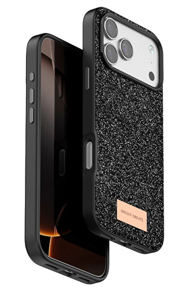 Nezih Case Apple iPhone 17 Pro Max Compatible Stylish Cover with Velvet Interior Surface and Shiny Stone