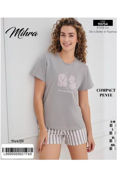 Mihra Σετ πιτζάμες με κοντό μανίκι από χτενισμένο βαμβάκι PJR0401