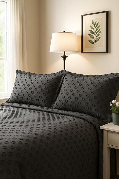 Bizdenuygunuyok طقم غطاء سرير فردي 1 قطعة غطاء وسادة نمط حديث نسيج ناعم رمادي...