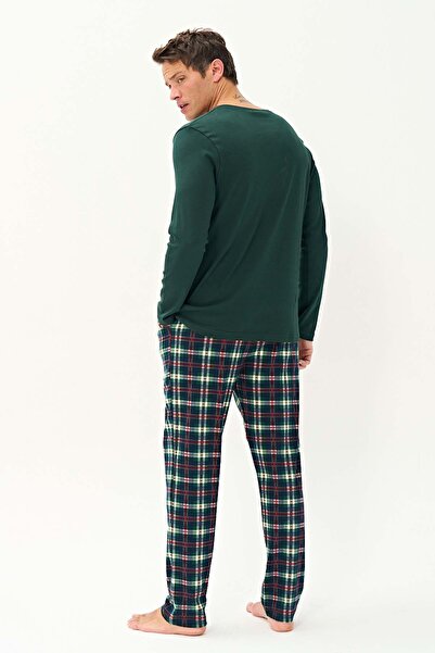 REMSA Ανδρικό σετ πιτζάμες με μακρυμάνικο χτενισμένο βαμβάκι 2250 Bitter Green