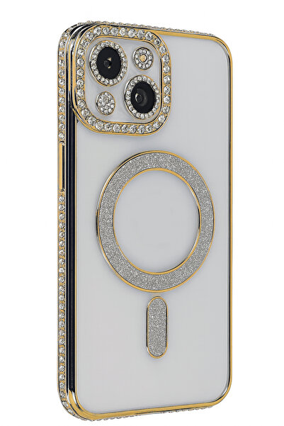 Nezih Case Apple iPhone 13/14 Uyumlu Taşlı Magsafe Şarj Özellikli Kamera Koru...