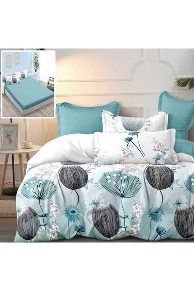 NufJoy 6-piece Double Bedding Set Finet Thick – Fitted Sheet 160/180x200, Duvet 200x230, Pastel Bl