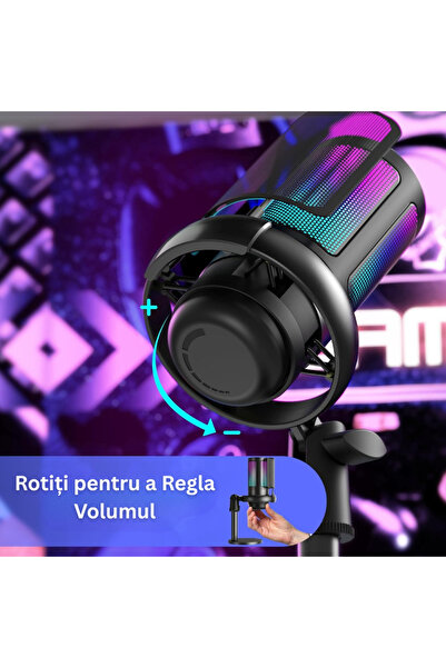 Velixo Μικρόφωνο USB ME6S, Βραχίονας, Καρδιοειδές, Μείωση Θορύβου, RGB, Σίγαση, Streaming, Παιχνίδια, Podcast, PC/PS