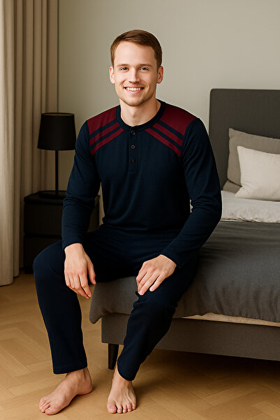 Mutlu City Men's Interlock Comfortable Fit Crew Neck Cotton Pajama Set 6772