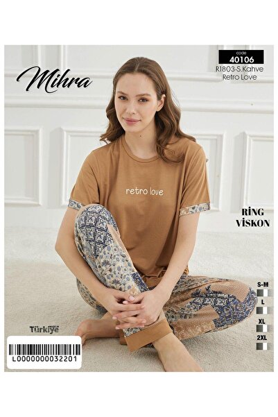 Mihra Σετ κοντομάνικο με κοντό μανίκι από βισκόζη Milan Ring PJK0201