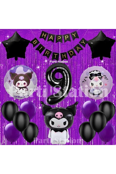Parti Station مجموعة بالونات عيد ميلاد بعمر 9 سنوات بطابع كورومي