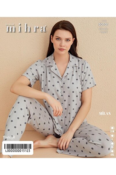Mihra Милан Лонг Принтиран Бутон PJT3801 Пижама Комплект