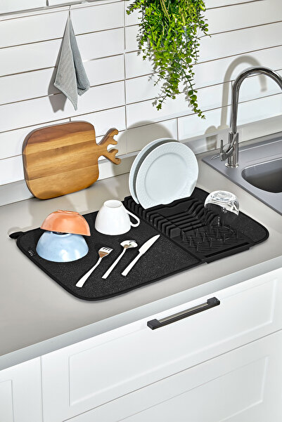 Emofom Büyük Boy 36 x 60 cm Bulaşık Matı Mikrofiber Katlanır Bulaşıklık