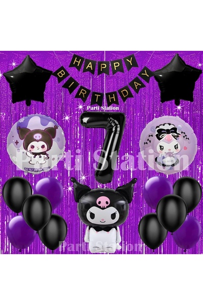 Parti Station مجموعة بالونات عيد ميلاد بعمر 7 سنوات بطابع كورومي