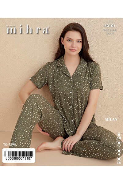 Mihra Мілан Alt Довгий Принтований На кнопках PJT3701 Піжамний Комплект