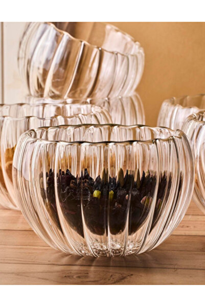 Flash Bazaar 6-Piece Double-Walled Glass Mini Sauce Bowl, Jam Bowl, Dragee Bowl, Turkish Delight Bowl, Bowl 6X4 cm