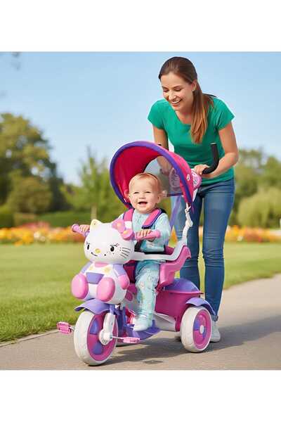 TOHA Kety Müzikli 3 Tekerlekli Bisiklet – Ebeveyn Kontrollü ve Tenteli Çocuk Bisikleti