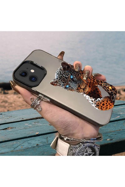 Caseji حافظة هاتف متوافقة مع آيفون 11 بنمط حجر النمر المطبوعة مقاومة للأوساخ