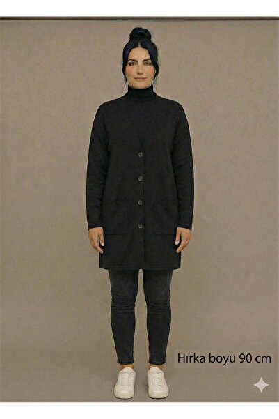 BAGİSTA BUTİK Season's Favorite Long Cardigan with Rescue Pockets and Buttons (90 cm)