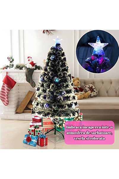 AriDam AriDam® Artificial Christmas Tree 210 cm – RGB LED + Fiber Optics, Stand & Transformer