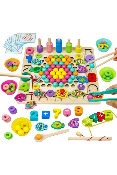 Junios Многофункционална дървена играчка Монтесори 6 в 1