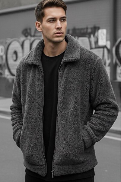 Oksit Πουκάμισο Harris με φλις εσωτερικά, με φερμουάρ, με γιακά πουκάμισου, χοντρή ανδρική ζακέτα, φλις