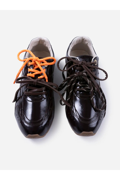 BRONX Sneakers Brown Genuine Leather Laces Two Types
