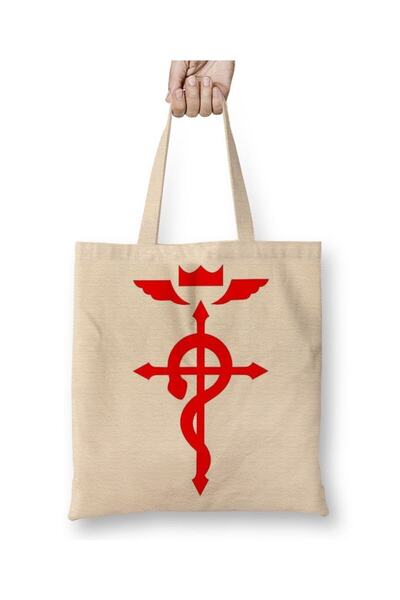 Toyaso Full Metal Alchemist Flamel Symbol Geantă de pânză albă cu mâner lung ...