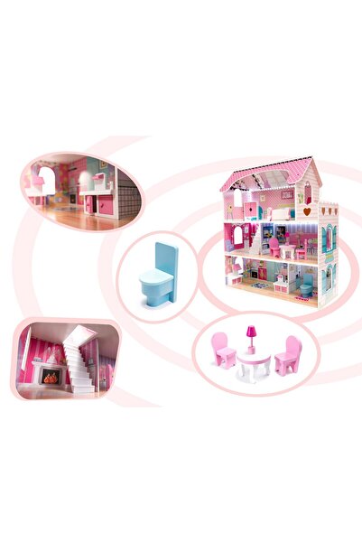 SOLTOY Wooden dollhouse, quality, painted, non-toxic, LED lighting, Dream Villa