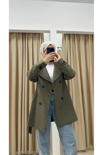 By esma eser Kısa Trenç - Haki