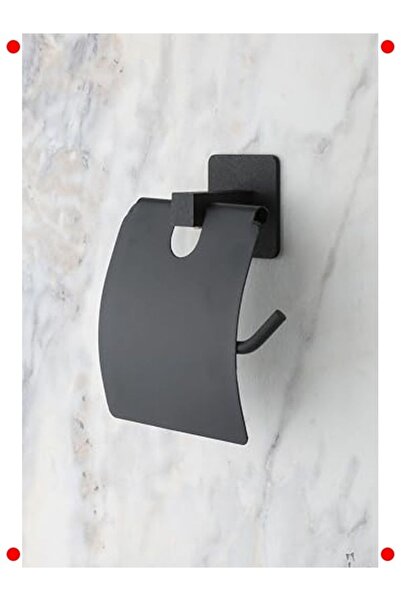 markentegra Square Black Adhesive Lid Toilet Paper Holder