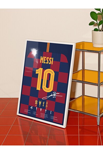 Base Concept Lionel Messi 10 İmzalı Barça Forma Poster Tablo (Çerçeveli)