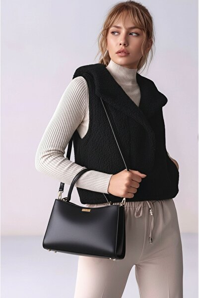 MAMAYAGA Жіночий жилет з капюшоном на кнопках, бічними кишенями, стильним коміром та плюшевою підкладкою