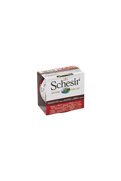 Schesir شيزر طعام رطب للقطط بفيليه التونة ولحم البقر بالمرق 85g