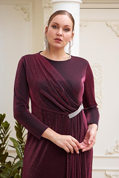 RMG Plus size evening dress with stones on the front