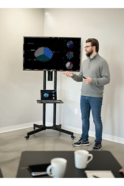 Generic Adjustable Mobile TV Stand with Shelf – Fits 32" to 75" Screens