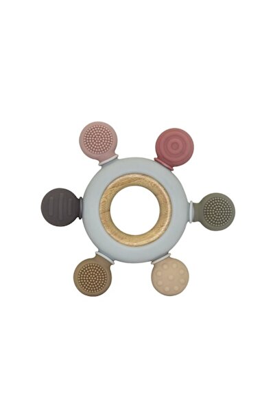 MauMau Teething Toy for Babies - Soft Food-Grade Silicone & Beech Wood Ring, BPA-Free