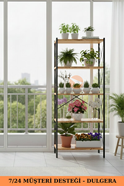 DULGERA Anka 5 Raflı Çiçek Standı - Çok Amaçlı Bitki Rafı