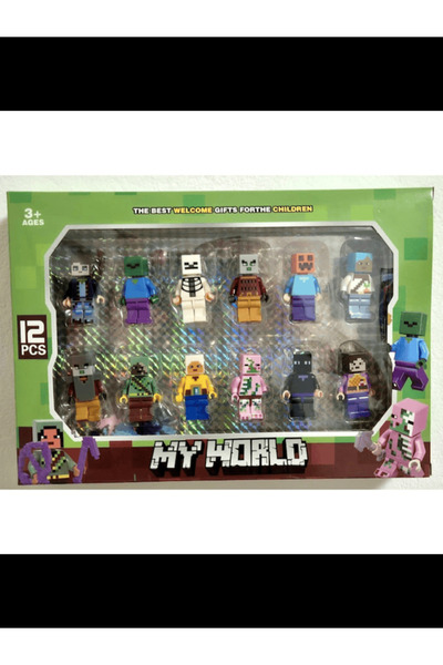 MINECRAFT Set of 12 Minecraft figures, with accessories, multicolor, 4-5cm