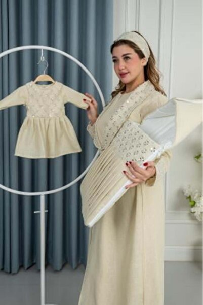 obejana Seventh Reception Set - Mother's Robe + Baby Outfit + Baby Pad (Beige)