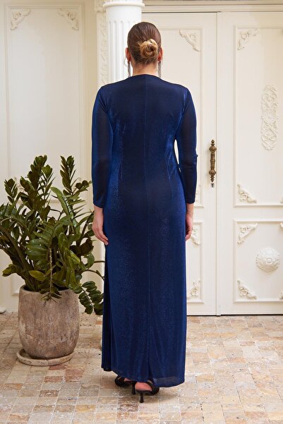 RMG Plus size evening dress with stones on the front