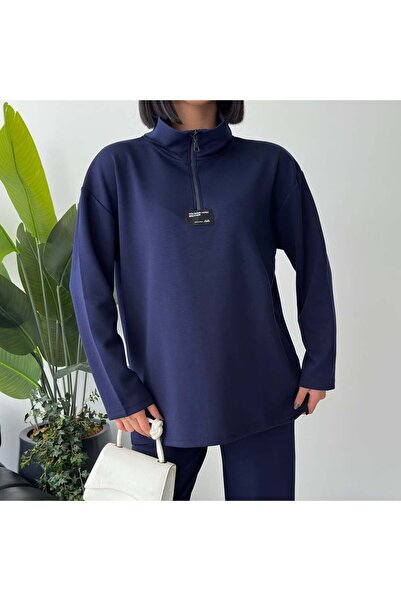 Tarzımızbir Half-Zip Modal Fabric Top and Bottom Hijab Tracksuit Set