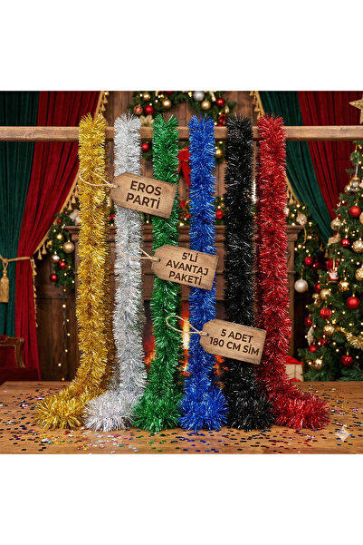 Yılbaşı Parti Süsü Boyun Süsü Yılbaşı Parlak Garland 180 Cm