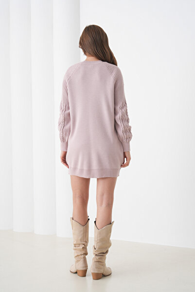 MAMAYAGA Women's Long Sleeves Self-Textured Crew Neck Tunic Oversized Stylish Winter Knitwear Plus Size Sweater