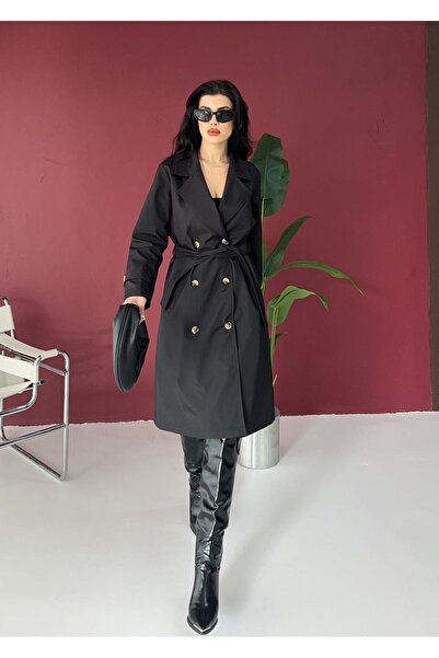 Velista Women's Belted Buttoned Trench Coat