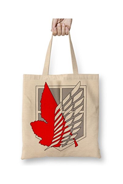 Toyaso Attack on Titan Angel Logo White Cloth Bag Long Handle Shopping Bag Beach Bag