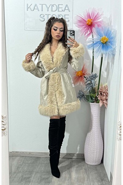 KATYDEA STORE Wanda beige faux leather and fur jacket