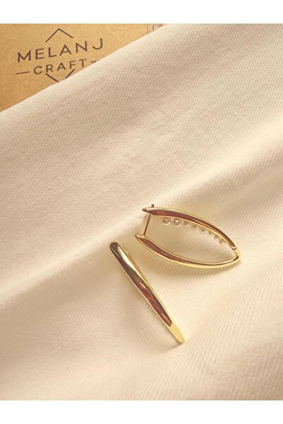 Melanj Craft İncili Halka Tasarım Çelik Küpe - Gold