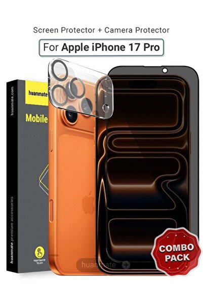 huanmate 2-in-1 Privacy Tempered Glass Screen & Camera Lens Protector for App...