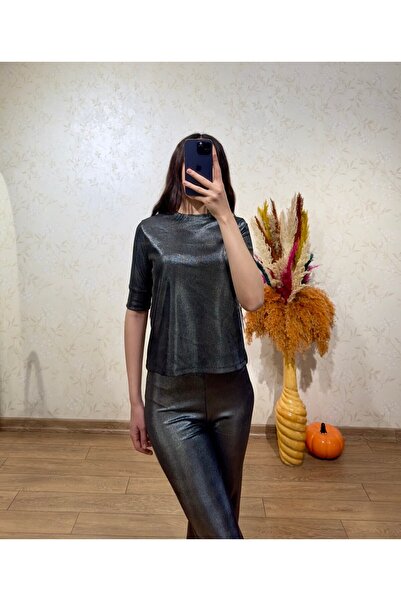 sunademirelfashion Varak Printed Set Metallic Gray