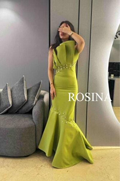 Rosina Apple Barbie Crepe Evening Dress with Crystal Embellishments - Elegant Design