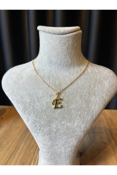 Mos Tespih E Harfi Lak Kaplama Gold Kararmaz Zincir Kolye